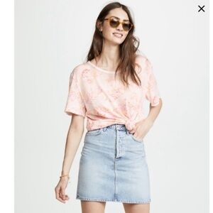 Free People Flowy Blush Floral Print Tunic Top